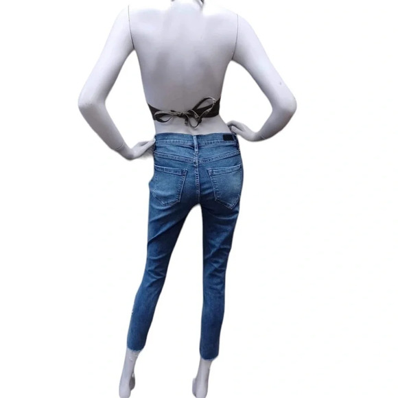 Nicole Miller New York Raw Hem High Rise Embroidered Skinny Ankle Jeans Size 6 - Picture 4 of 12